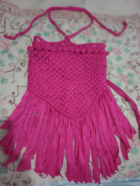 Bolsa de Crochê Boho com Franjas